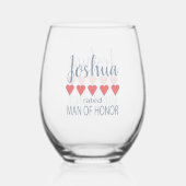 ブライダル&ウェディングパーティー5ハート男の名誉 ステムなしワイングラス (正面)