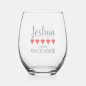 ブライダル&ウェディングパーティー5ハート男の名誉 ステムなしワイングラス (裏面)