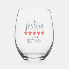 ブライダル&ウェディングパーティー5ハート花婿介添人 ステムなしワイングラス