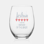 ブライダル&ウェディングパーティー5ハート花嫁の父 ステムなしワイングラス (裏面)
