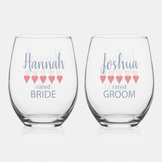 ブライダル&ウェディングパーティー5ハート花嫁 ステムなしワイングラス (裏面)