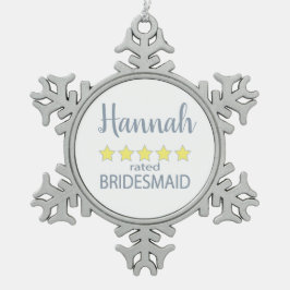 ブライダル&ウェディングパーティー 5つ星のブライズメイド スノーフレークピューターオーナメント