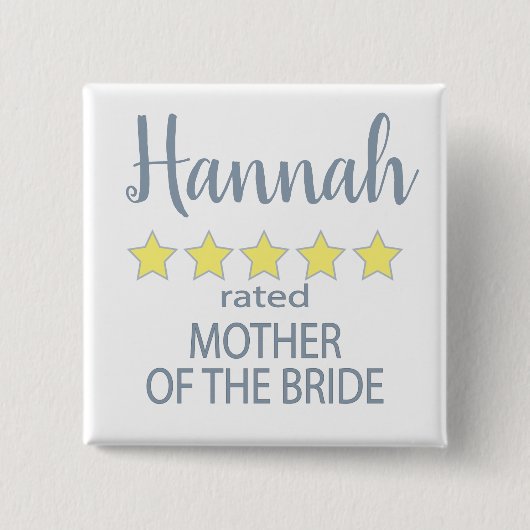 ブライダル&ウェディングパーティー 5つ星の花嫁の母 缶バッジ (正面)