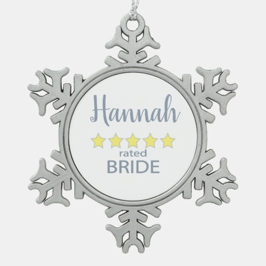 ブライダル＆ウェディングパーティー ５つ星の花嫁 スノーフレークピューターオーナメント (正面)