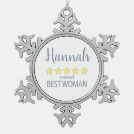 ブライダル&ウェディングパーティー 5つ星 ベストウーマン スノーフレークピューターオーナメント