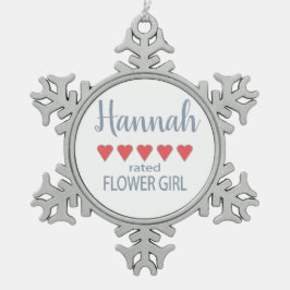 ブライダル&ウェディングパーティー 5 ハート フラワーガール スノーフレークピューターオーナメント