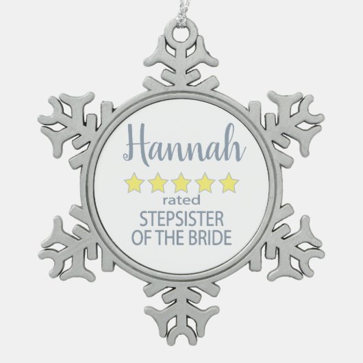 ブライダル＆ウェディングパーティー 5つ星 新婦の姉妹 スノーフレークピューターオーナメント (正面)
