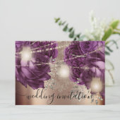 ブライダル ウェディング ローズ シルバー ライト パープル ローズ 招待状 (スタンド正面)