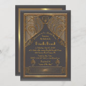 ブライダル·シャワーの招待素晴らし、ギャツビー、グレー·金ゴールド 招待状 (正面/裏面)