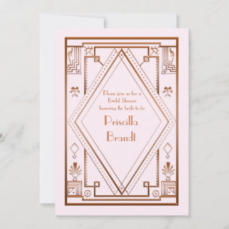 ブライダル·シャワーの招待素晴らし、ギャツビー、金ゴールド·ピンク 招待状