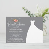 ブライダル·シャワー·インビテーション、フローラ&結婚ズ·ガウン 招待状 (スタンド正面)