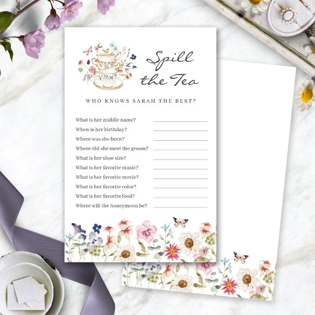 ブライダル スパイル・ザ・ティー ゲーム (Bridal Shower Spill The Tea Game by Painted Paperie
)