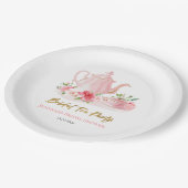ブライダル ティー パーティー | ゴールドピンク ブライダル シャワー ペーパープレート (アングル)