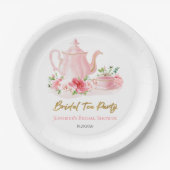 ブライダル ティー パーティー | ゴールドピンク ブライダル シャワー ペーパープレート (正面)