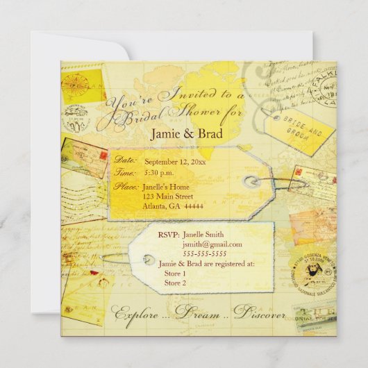 ブライダル トラベル シャワー テーマ 招待状 (正面)