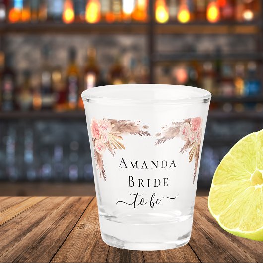 ブライダル パンパスグラス ブラッシュピンクの花 ショットグラス