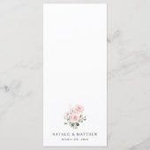 ブライダル, ピンクの花, グリーン, 結婚式 メニュー (裏面)