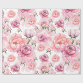 ブライダル ピンク ピオニー 包装紙 (フラット)
