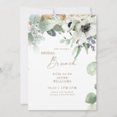 ブライダル ブランチ ボタニカル グリーン 白 花  招待状 (正面)