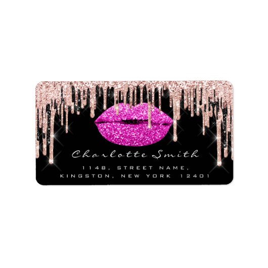 ブライダルRSVPキスバラリップピンクローズグリッターメイクアップ ラベル (正面)