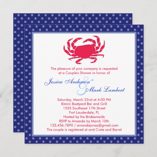 ブライダ航海のルシャワーの招待 招待状 (正面/裏面)