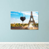 ブライチーズの入ったグラス・ワインをエッフェル塔に キャンバスプリント (インサイチュ (ウッドフロア))