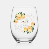 ブライデスメイド金ゴールドグリッタージオオレンジ結婚フローラ ステムなしワイングラス (裏面)