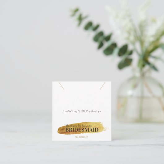 ブライデスメイド金ゴールド赤面ジュウェリーネックレスディスプレイ スクエア名刺 (スタンド正面)