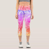 ブライトおもしろいレインボーカラー抽象芸術大理石 カプリレギンス (正面)