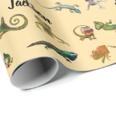 ブライトおもしろい爬虫類誕生日パーティラッピング紙 ラッピングペーパー (ロールコーナー)