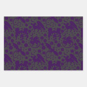 ブライトお洒落ドラゴン&サイコロパープルブルーグリーン ラッピングペーパーシート (正面3)