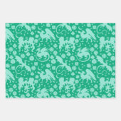 ブライトお洒落ドラゴン&サイコロパープルブルーグリーン ラッピングペーパーシート (正面2)