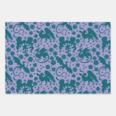 ブライトお洒落ドラゴン&サイコロパープル&ブルー ラッピングペーパーシート (正面)