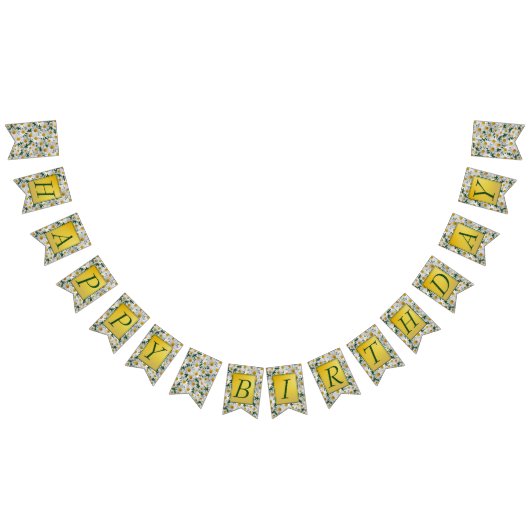 ブライトかわいらしデイジーハッピーバースデー バンティングフラッグ (全)