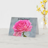 ブライトかわいらしピンクローズクローズアップ誕生日アートカード カード (黄色い花)