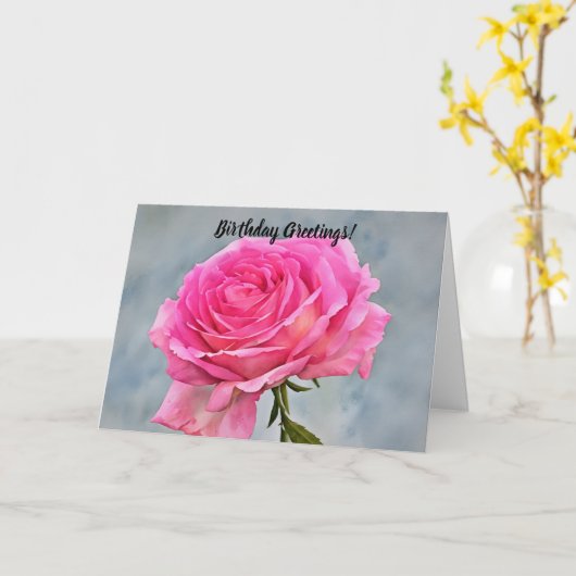 ブライトかわいらしピンクローズクローズアップ誕生日アートカード カード (黄色い花)