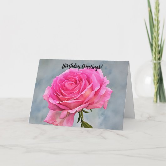 ブライトかわいらしピンクローズクローズアップ誕生日アートカード カード (正面)