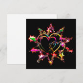 ブライトきらめくハートデザイナー正方形ノートカード シーズンカード (正面/裏面)