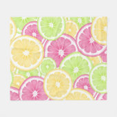 ブライトとおもしろいのシトラスポップ・アートの夏 フリースブランケット (正面(横))