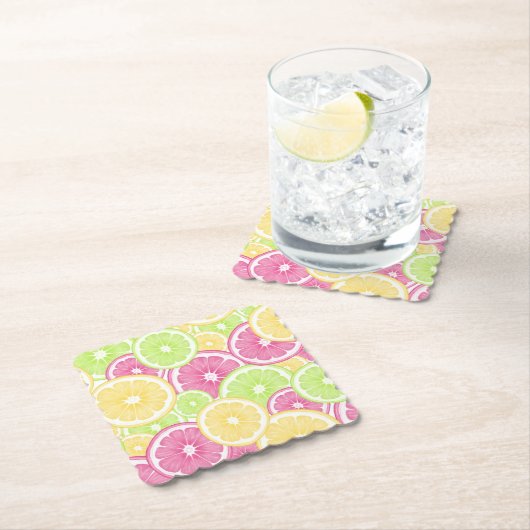 ブライトとおもしろいのシトラスポップ・アートの夏 ペーパーコースター (インサイチュ)