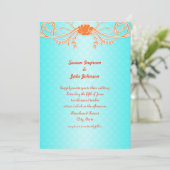 ブライトとおもしろいアクアとタンジェリンの結婚式の招待 招待状 (スタンド正面)