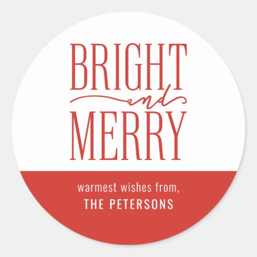ブライトとメリーフェスティバルモダンレッドホリデイ ラウンドシール (正面)