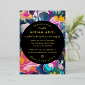 ブライトと抽象芸術マカラフルーリングバルミツワー 箔招待状 (立ち正面)