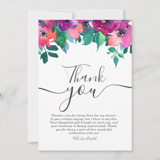 ブライトはっきりしたとカラフル花模様のブライダルシャワー感謝してい 招待状 (正面)