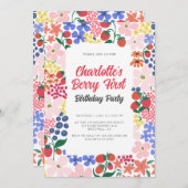 ブライトはっきりしたとストロベリーファースト誕生日パーティー 招待状 (正面/裏面)