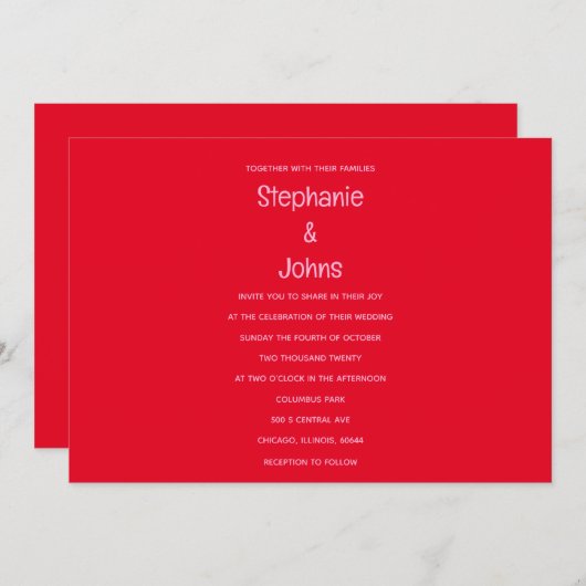 ブライトはっきりしたオレンジピカラフルンク結婚ボホ 招待状 (正面/裏面)