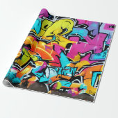 ブライトはっきりしたカラーズグラフィティ通りアートパターン ラッピングペーパー (アンロールド)