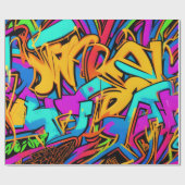 ブライトはっきりしたカラーズグラフィティ通りアートパターン ラッピングペーパー (フラット)