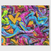 ブライトはっきりしたカラーズグラフィティ通りアートパターン ラッピングペーパー (フラット)