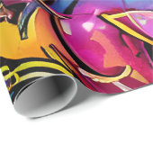 ブライトはっきりしたカラーズグラフィティ通りアートパターン ラッピングペーパー (ロールコーナー)